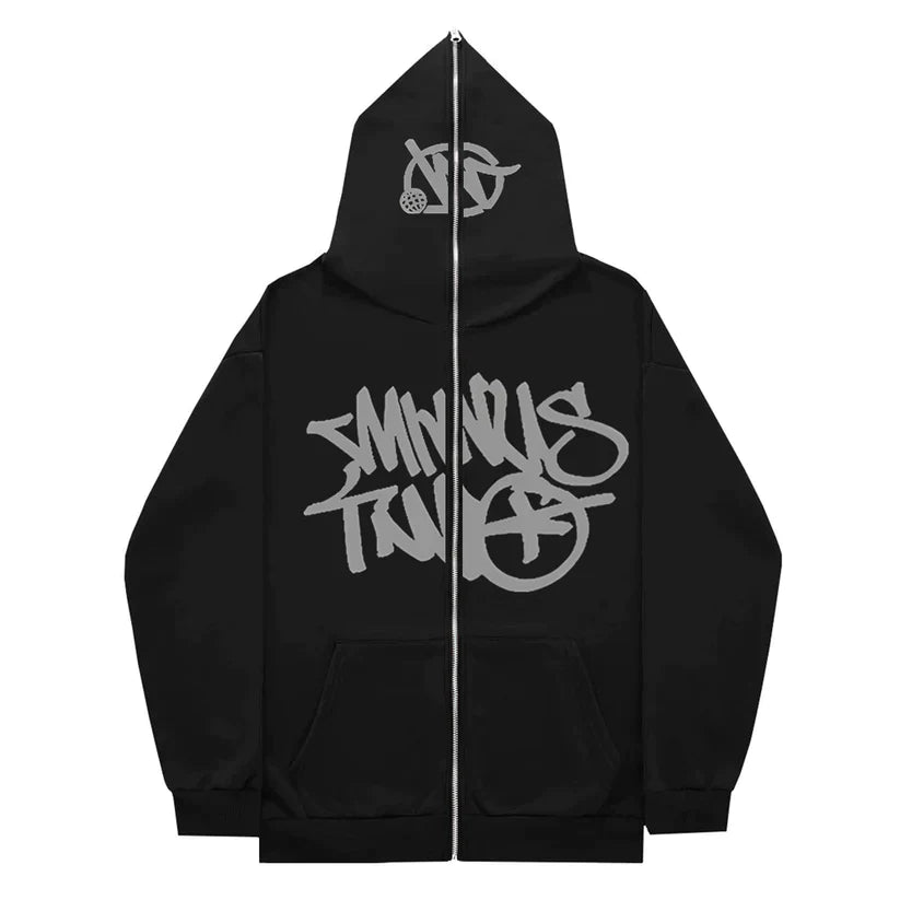 Hoodie Minus Two Full Zip - Black Grey