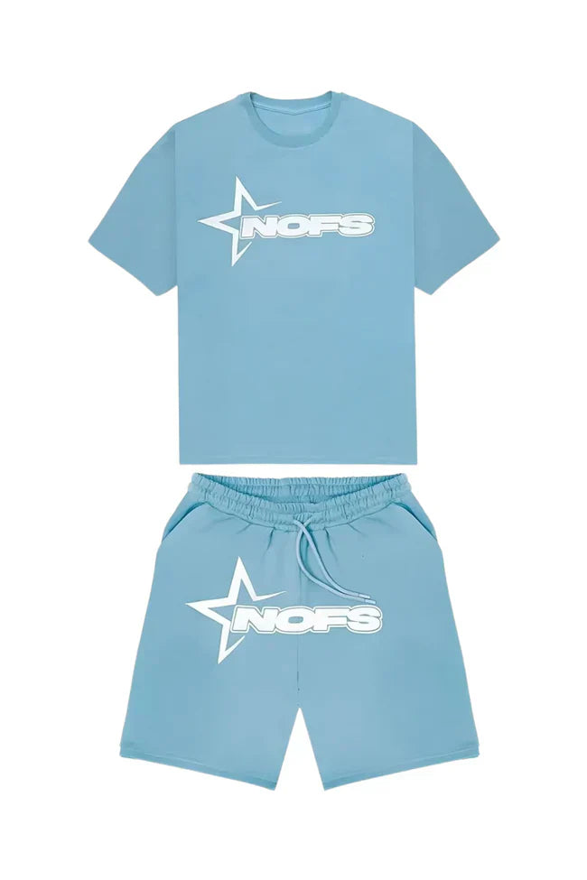 SUMMER SHORT SET NOFS LIGHT BLUE