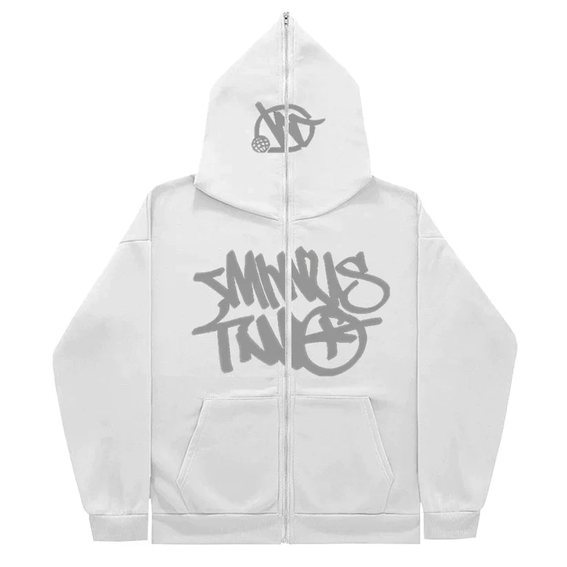 Hoodie Minus Two Full Zip - White Grey